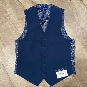 NEW Nautica Men's Size S Dark Blue Suit‎ Vest Active Stretch Patterned Lining